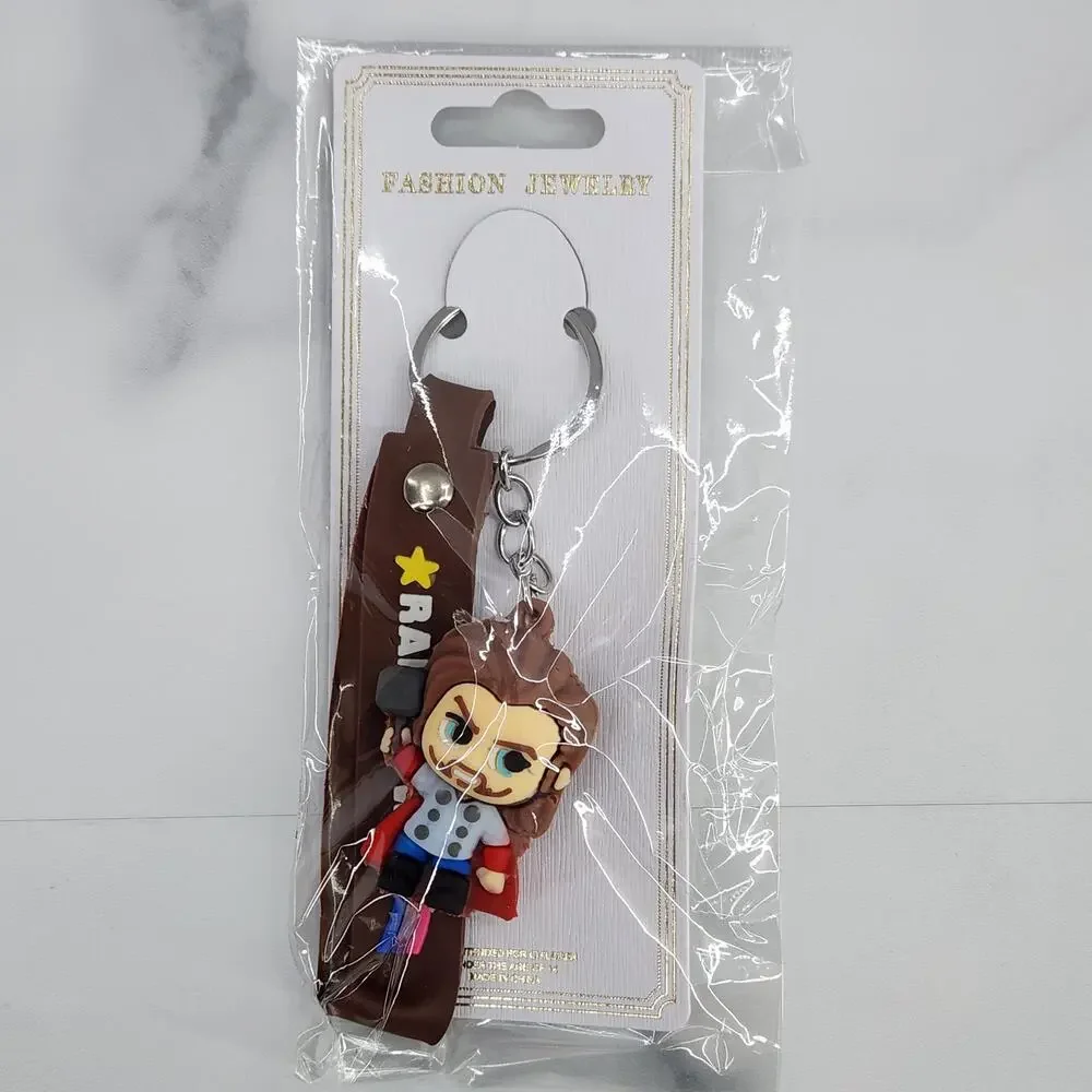 NEW Marvel Avengers Thor Superhero Figure Keychain & Strap Bag Charm PVC keyring